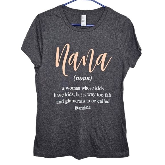 Nana Noun Short Sleeve 100% Cotton Tee Shirt Gray Medium - Picture 8 of 9